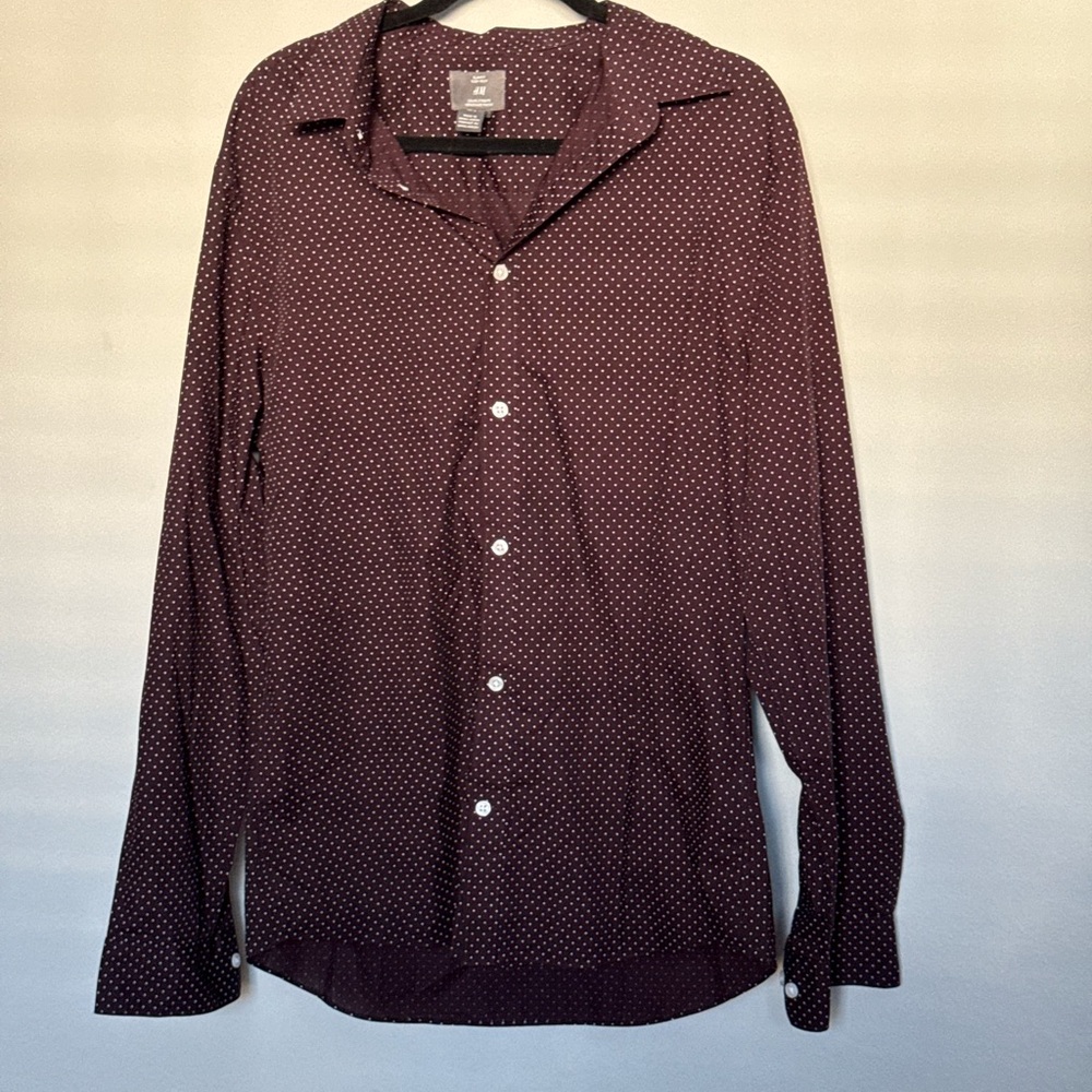 H&M Brown and White Casual Button Down Shirt